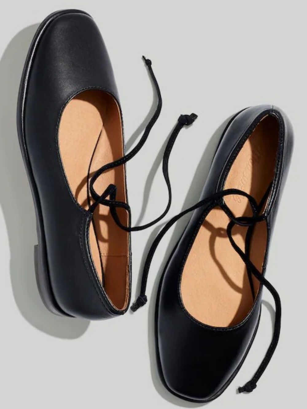 Madewell Black Lace-Up Ballet Flats